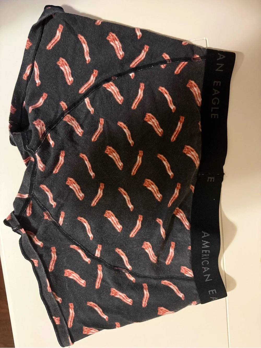 American Eagle Outfitters Black Boxer Briefs with Bacon Motif